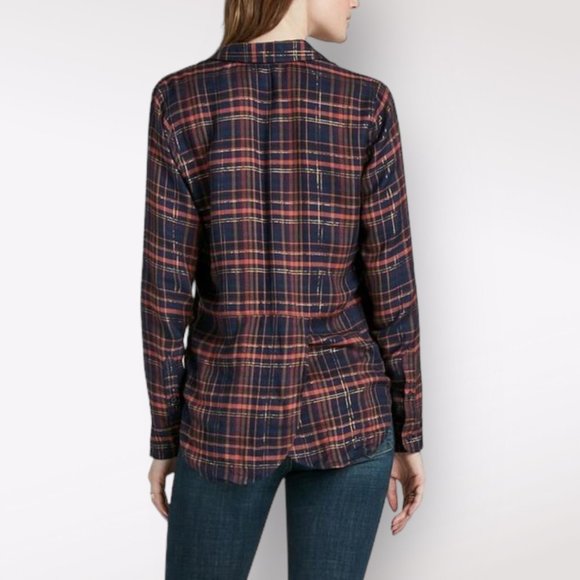 Lucky Brand Plaid Button Down Shirt - Navy and Red - Picture 3 of 15